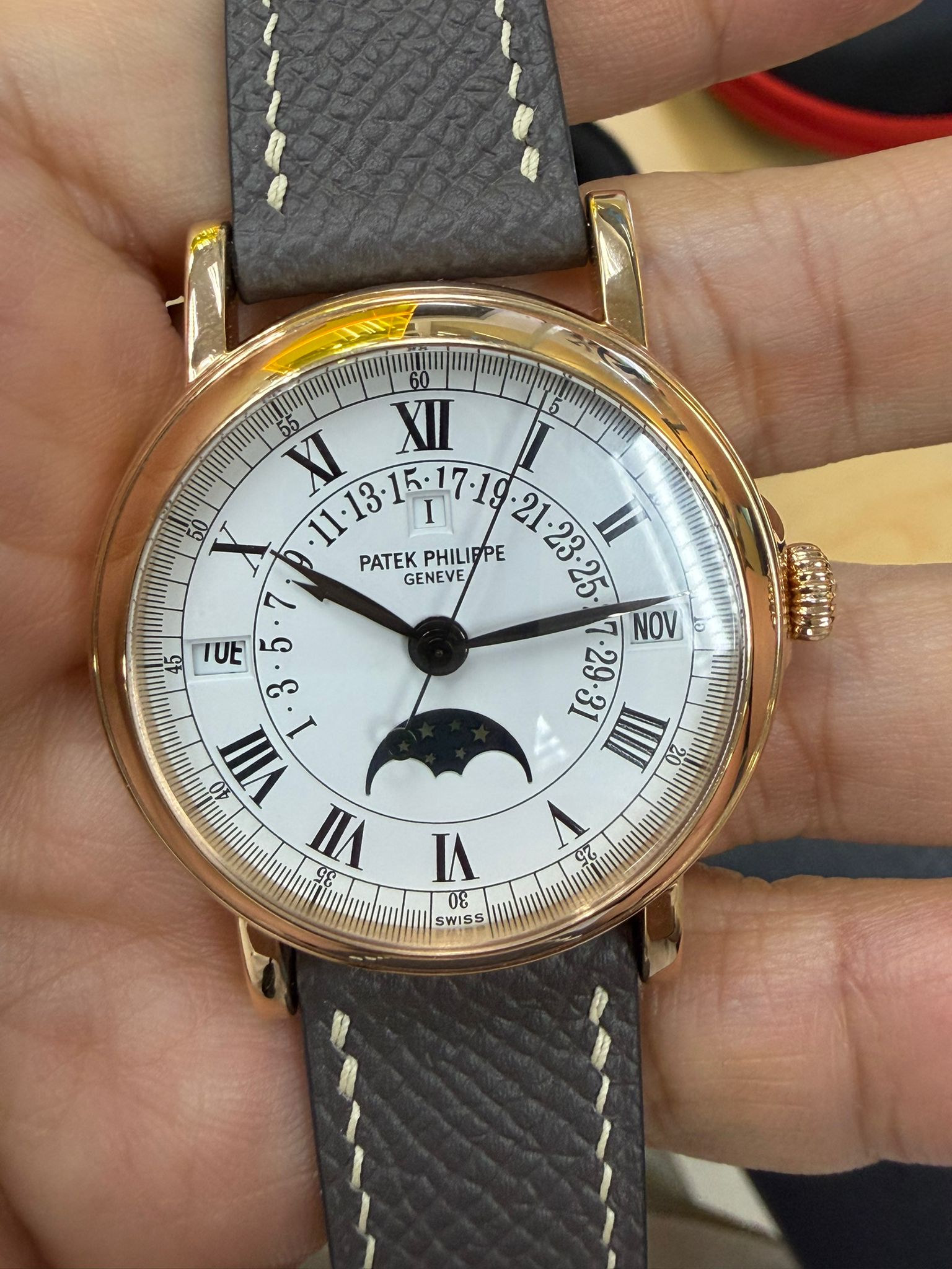 GRAND COMPLICATIONS 5059 ROSEGOLD MOONPHASE PERPETUAL RETROGRADE CALENDAR WHITE ROMAN DIAL (2003)
