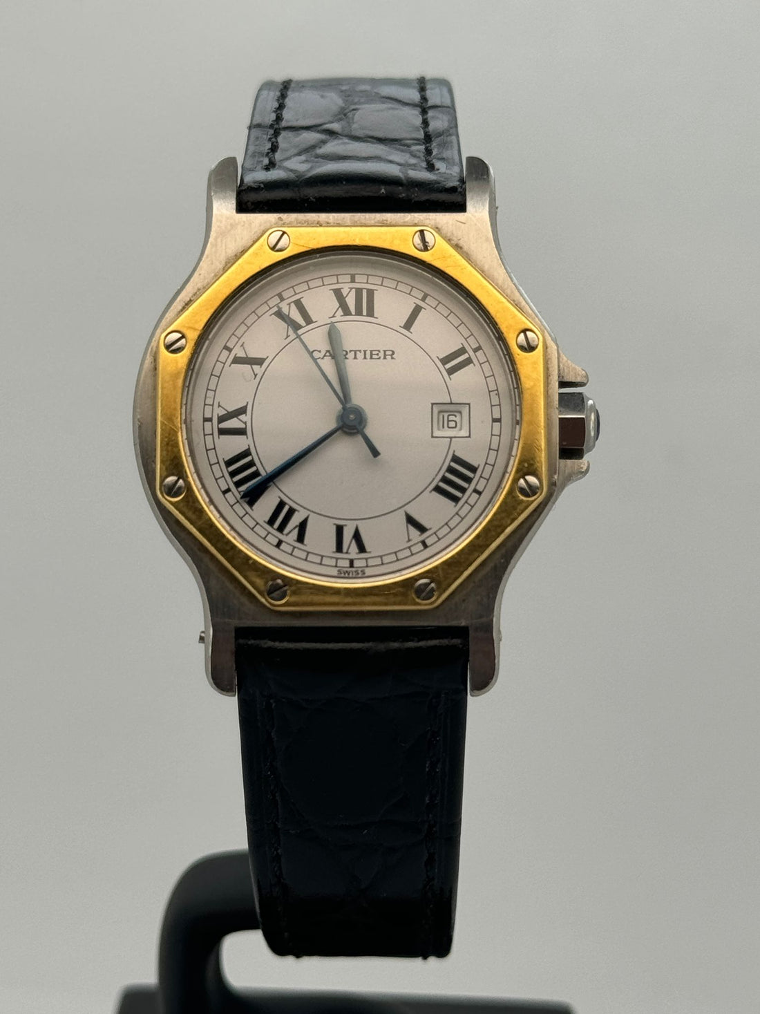 SANTOS OCTAGON TWOTONE YELLOWGOLD SILVER DIAL (WATCH ONLY)