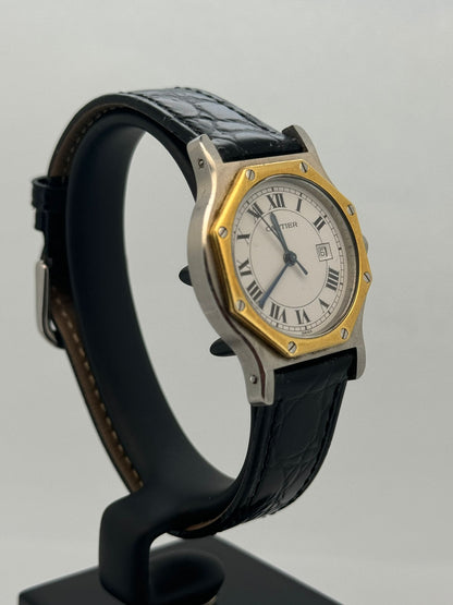 SANTOS OCTAGON TWOTONE YELLOWGOLD SILVER DIAL (WATCH ONLY)