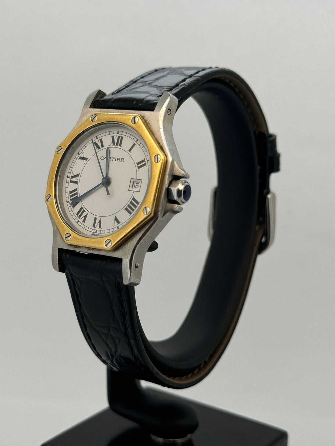 SANTOS OCTAGON TWOTONE YELLOWGOLD SILVER DIAL (WATCH ONLY)