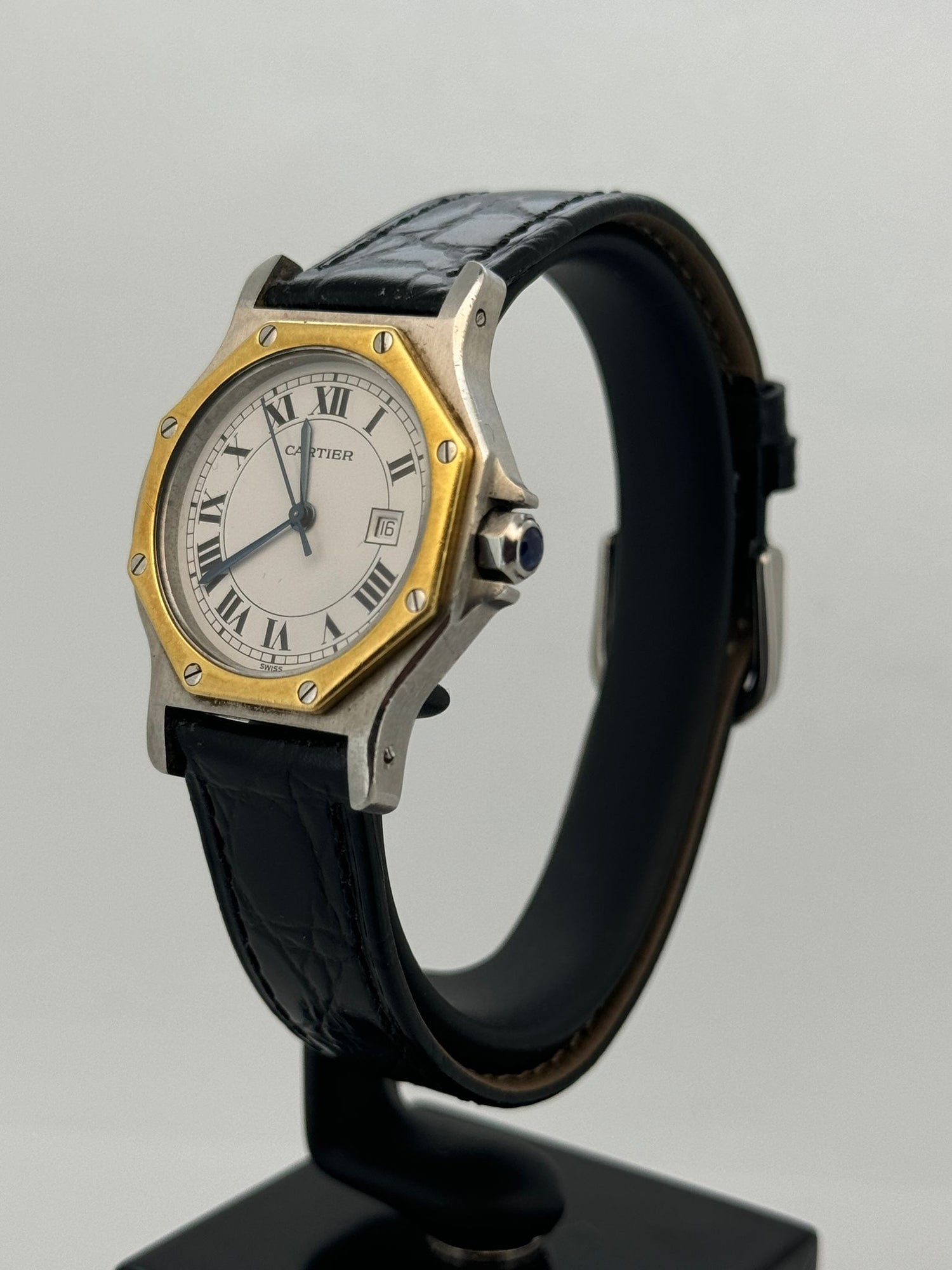 SANTOS OCTAGON TWOTONE YELLOWGOLD SILVER DIAL (WATCH ONLY)