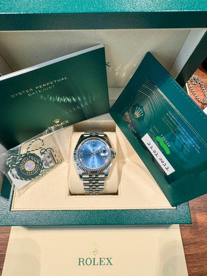 Datejust 41 Blue Azzurro Roman