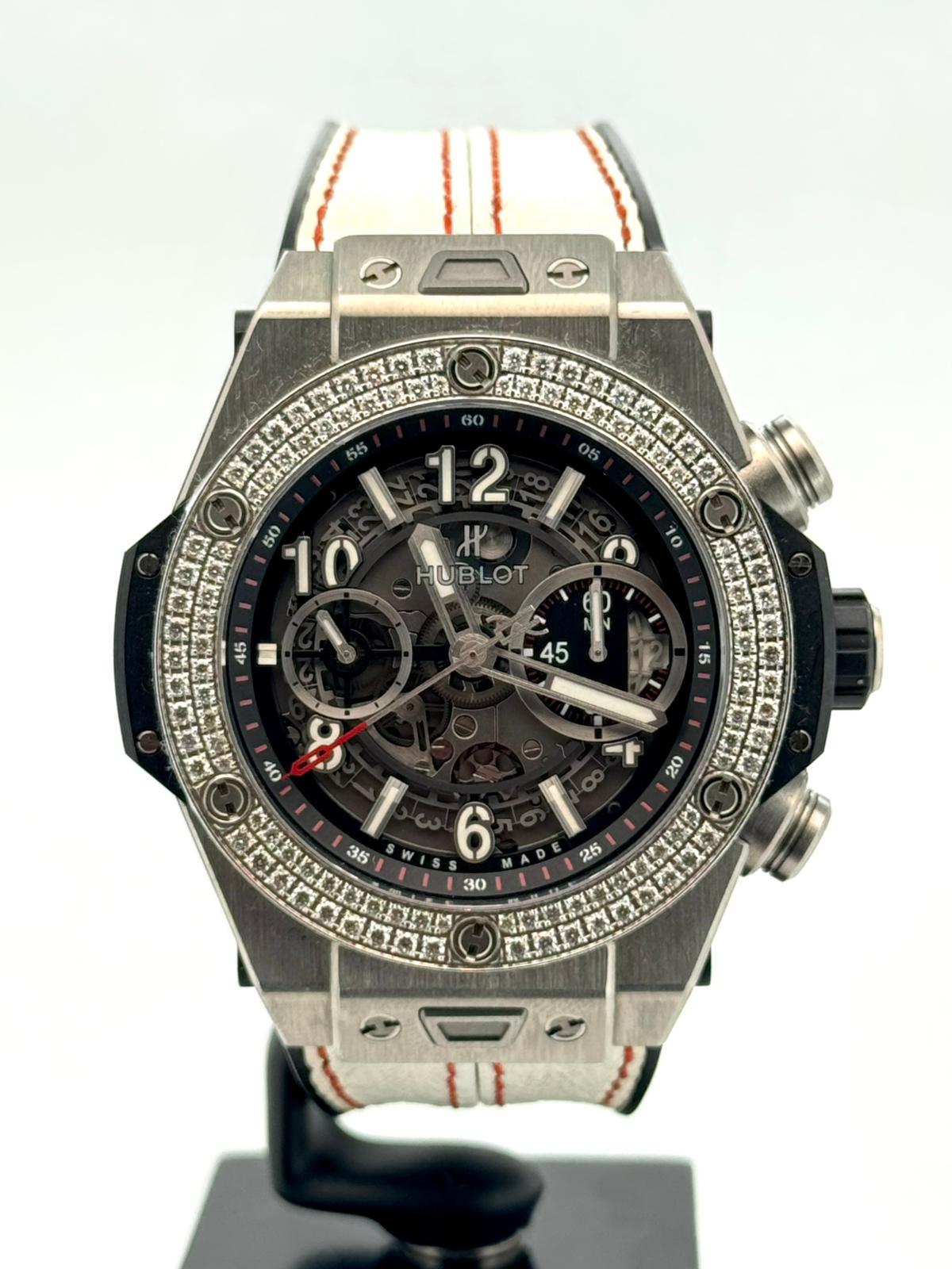 BIG BANG UNICO 45MM TITANIUM CUSTOM DIAMOND BEZEL (WATCH &amp; PAPER)