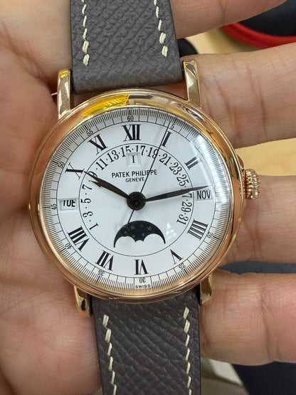 GRAND COMPLICATIONS 5059 ROSEGOLD MOONPHASE PERPETUAL RETROGRADE CALENDAR WHITE ROMAN DIAL (2003)