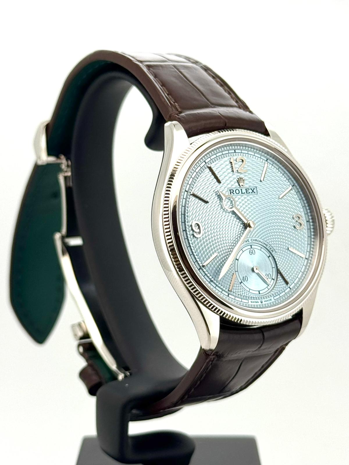 1908 39MM PLATINUM ICE BLUE DIAL BROWN LEATHER STRAP (2025)